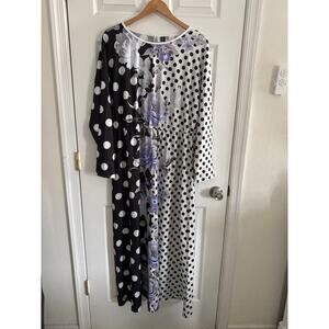 Women's Dresses Polka Dot Long Sleeve Dress Dress Black and White 2XL